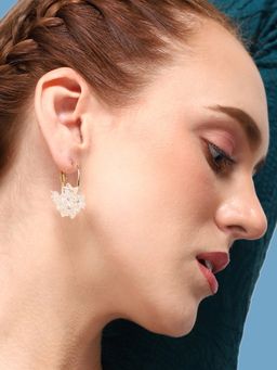 Sohi - Gold Plated Party Designer Stone Drop Earring for Women-White