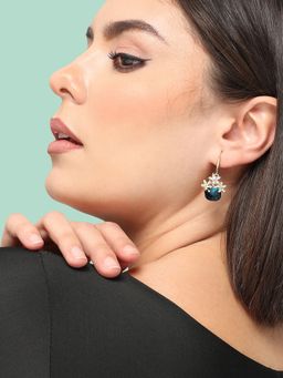 Sohi - Gold Plated Party Designer Stone Drop Earring for Women-Blue