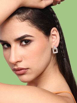 Sohi - Gold Plated Party Designer Stone Drop Earring for Women-Gold