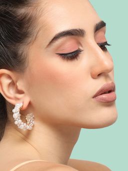 Sohi - Gold Plated Party Pearls Drop Earring for Women-White