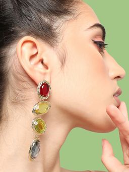 Sohi - Gold Plated Party Designer Stone Drop Earring for Women-Multi-Color
