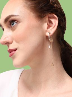 Sohi - Gold Plated Party Designer Stone Drop Earring for Women-Gold