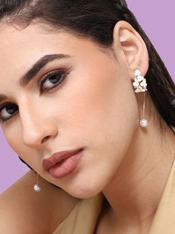 Sohi - Gold Plated Party Pearls Drop Earring for Women-White