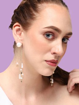 Sohi - Gold Plated Party Pearls Drop Earring for Women-White