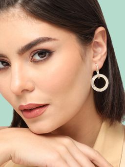 Sohi - Gold Plated Party Designer Stone Drop Earring for Women-Gold