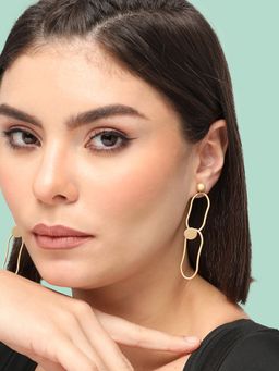 Sohi - Gold Plated Party Designer Drop Earring for Women-Gold