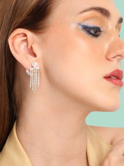 Sohi - Gold Plated Party Pearls Drop Earring for Women-White