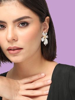 Sohi - Gold Plated Casual Designer Stone Stud for Women-White