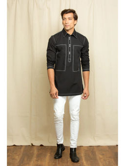 Echke - Black Cotton Shirt Kurta