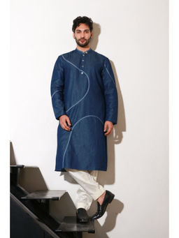 Echke - Men Blue Denim Kurta with Pant