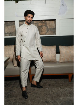 Echke - Men Beige Linen Shirt with Pant