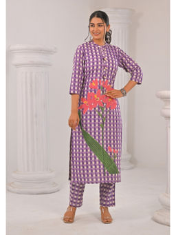Autumnlane - Purple Sahila Lilies Abstract Printed Kurta & Pant (Set of 2)