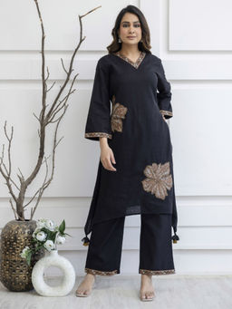 Autumnlane - Black Samiha Jam Cotton Kurta & Pant (Set of 2)