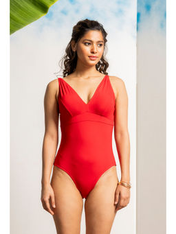 AOBA - Women Red Solid Monokini Swimwear