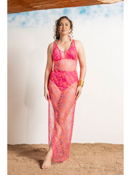 AOBA - Women Purple Lace Swimwear Cover-Up Dress