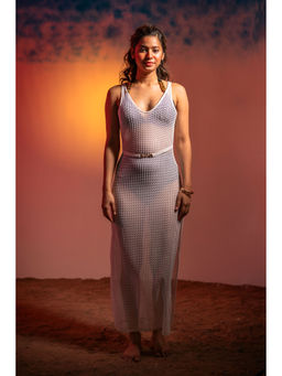 AOBA - Women White Lace Beachwear Coverup Dress