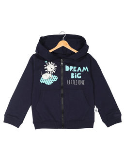 The Mom Store - Kids Cotton Zipper Jacket With Brushed Fleece - Navy Blue