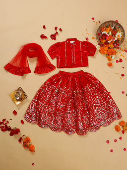 SAKA DESIGNS - Girls Lehenga and Choli with Dupatta (Set of 3)