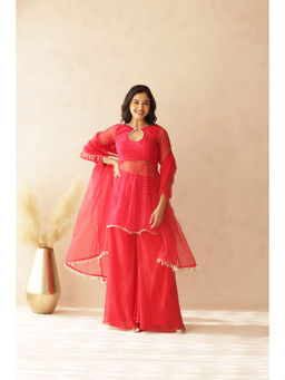 DEASHA INDIA - Aarna Pink Bandani Top with Palazzo and Dupatta (Set of 3)