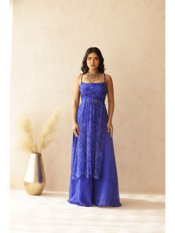 DEASHA INDIA - Aditi Blue Bandhej Strap Kurta with Palazzo (Set of 2)