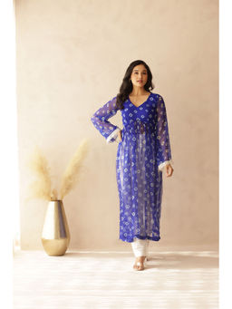 DEASHA INDIA - Navya Blue Bandhej Kurta with Pant (Set of 2)