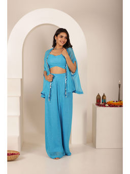 DEASHA INDIA - Soha Blue Lurex Co-Ord (Set of 3)