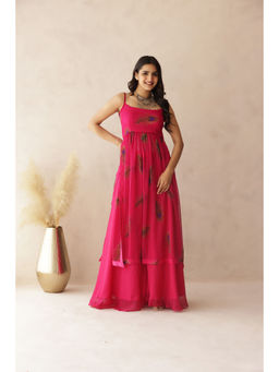 DEASHA INDIA - Raavi Pink Peacock Strap Kurta with Palazzo (Set of 2)