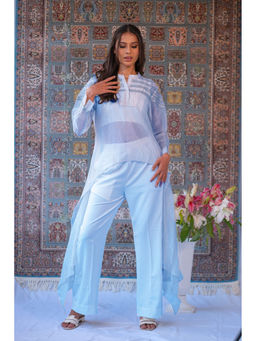 Kosha By Nilima - Blue Chanderi Co-Ord (Set of 3)