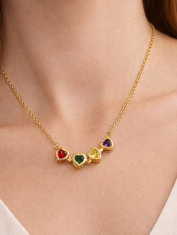 Peora - Multi-Color Heart Shape Openable Pendant Chain Necklace