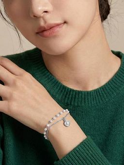 Peora - Pearl Studded Silver Plated Fancy Openable Bracelet
