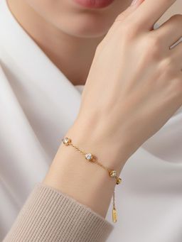Peora - Crystal Studded Gold Plated Fancy Bracelet
