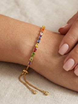 Peora - Gold Plated Crystals Multi-Color Stylish Adjustable Bracelet