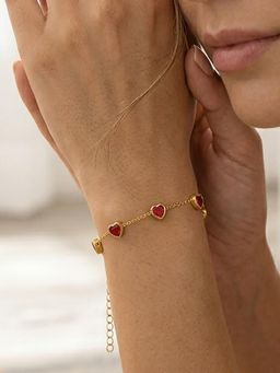 Peora - Rani Pink Heart Shape Stone Openable Bracelet