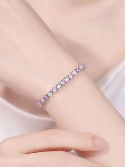 Peora - Silver Plated Design Pink White Openable Bracelet