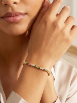 Peora - Gold Plated Crystals Studded Multi-Color Openable Bracelet