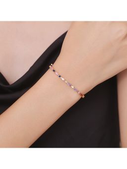 Peora - Gold Plated Crystals Studded Multi-Color Openable Bracelet