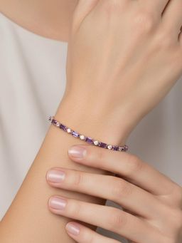 Peora - Rose Gold Plated Crystals Studded Purple Openable Bracelet