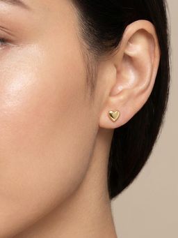 Peora - Heart Shape Gold Plated Stud Earrings
