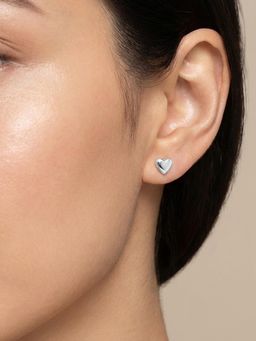 Peora - Heart Shape Silver Plated Stud Earrings