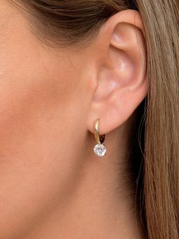 Peora - Crystal Studded Gold Plated Hoop Earrings
