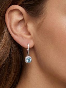 Peora - Cubic Zirconia and Crystal Studded Silver Plated Hoop Earrings