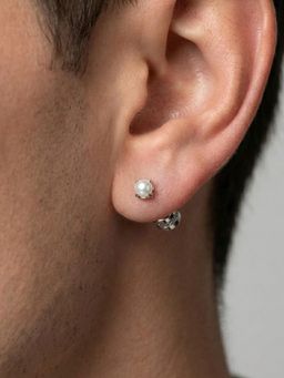 Peora - Pearl Studded Silver Plated Stud Earrings