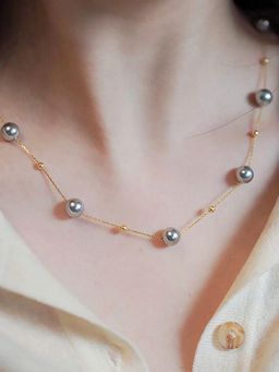 Peora - Beads Studded Gold Plated Fancy Chain Necklace