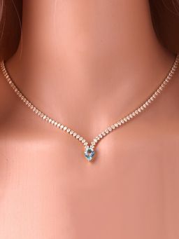 Peora - Gold Plated Sky Blue White Western Necklace