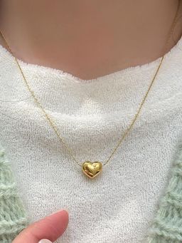 Peora - Gold Plated Heart Shape Pendant Chain Necklace