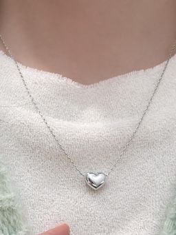 Peora - Silver Plated Heart Shape Pendant Chain Necklace