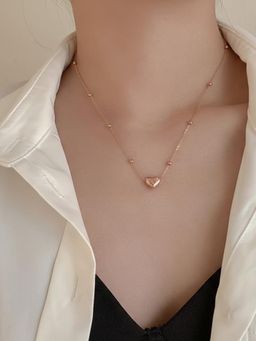 Peora - Rose Gold Plated Stylish Heart Shape Pendant Chain Necklace
