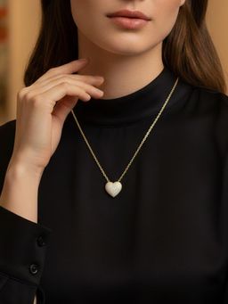 Peora - White Heart Shape Fancy Pendant Chain Necklace