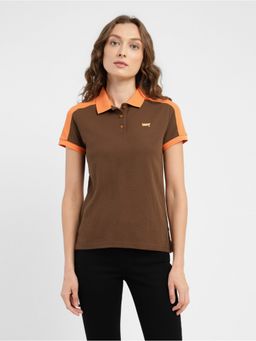 Levi's - Womens Brown Polo Collar Polo T-shirt