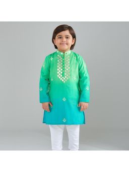 Tiny Pants - Boys Green Ombre Kurta with Pyjama